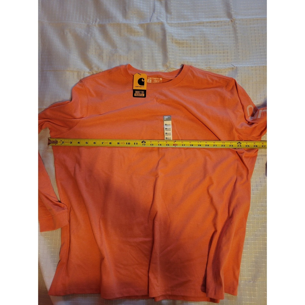 Carhartt Womens 2X Loose Fit Long Sleeve Graphic T-Shirt Coral Orange NWT - Picture 3 of 12